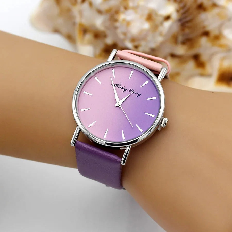 New Ladies Casual Gradient Ramp Clock 2 Color Watchstrap Luxury Women Watches Female Quartz Wristwatches Feminino Zegarek Damski