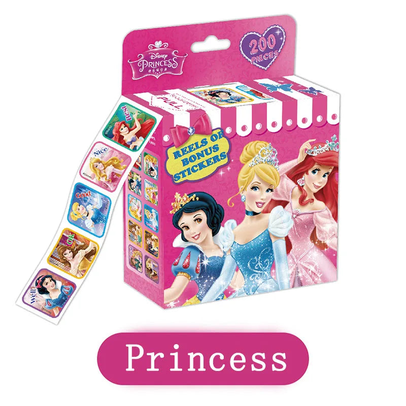 200Pcs/Box Disney Stickers Removable Cartoon Frozen Mickey Sofia Princess Sticker Kids Girl Children Teacher Reward Toys Gift