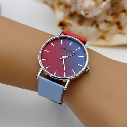 New Ladies Casual Gradient Ramp Clock 2 Color Watchstrap Luxury Women Watches Female Quartz Wristwatches Feminino Zegarek Damski