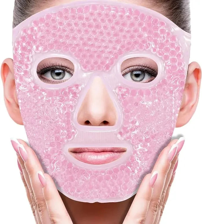 SPA Ice Cold and Hot Heat Full Face Eye Mask Sleeping Ice Pack Reduce Face Puff Dark Circles Gel Beads Compress for Woman