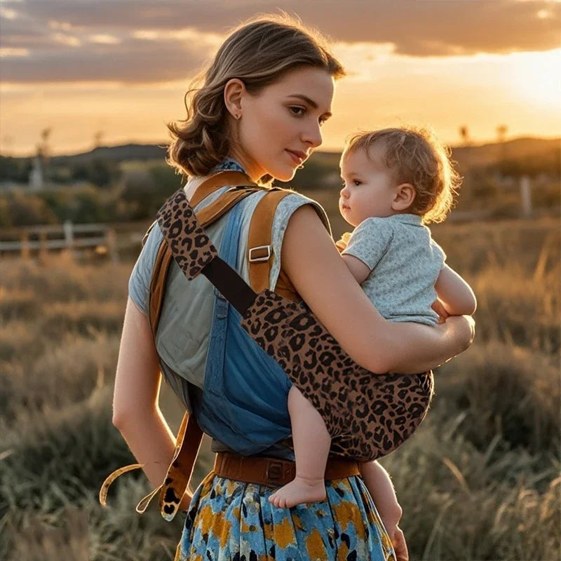 New Baby Going Out Safety Carrier Simple Leopard Pattern Portable Front Hug Type Back Baby Out of The Baby Artifact Waist Stool