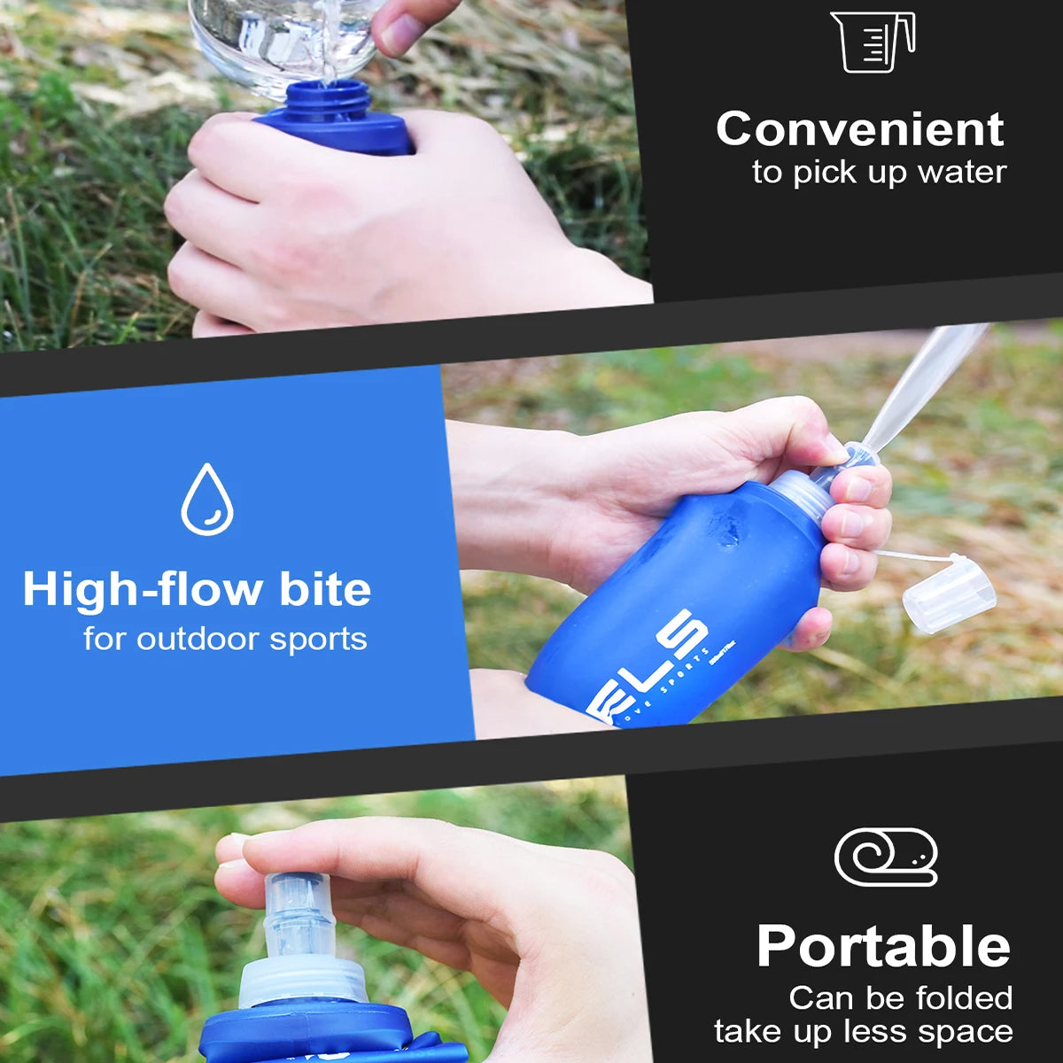 1pc150ml/250ml/500ml Outdoor Collapsible Silicone Bite Size Water Bottle Running Camping Hiking Travel Convenient Water Bottle