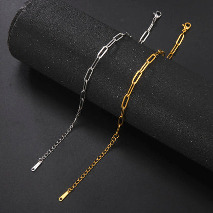 Simple Fashion Stainless Steel Gold Silver Color Bracelet Paper Clip Chain Bracelet for Women Men Christmas Gift