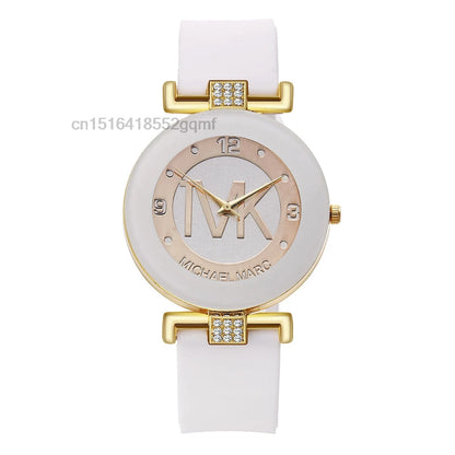 Luxury TOP DQG Brand Ladies Watch White Silicone Diamond Letter Waterproof Digital Quartz Wrist Watches For Women Montre Femme