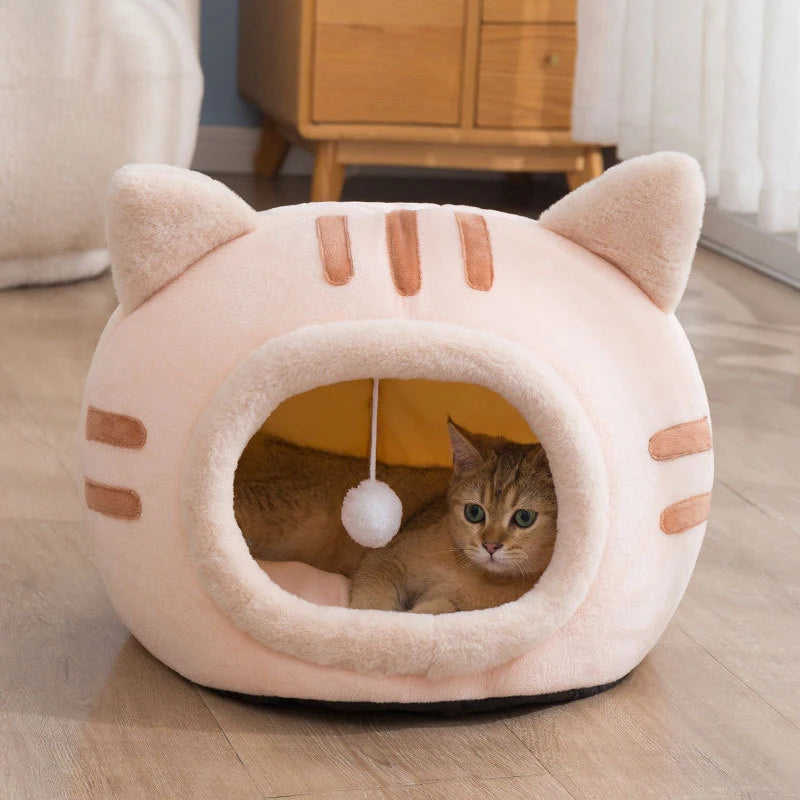 Super Cat Bed Warm Pet House Kitten Cave Cushion Cat House Warm Sleeping Dog Basket Cozy Kitten Lounger Cushion Cat House