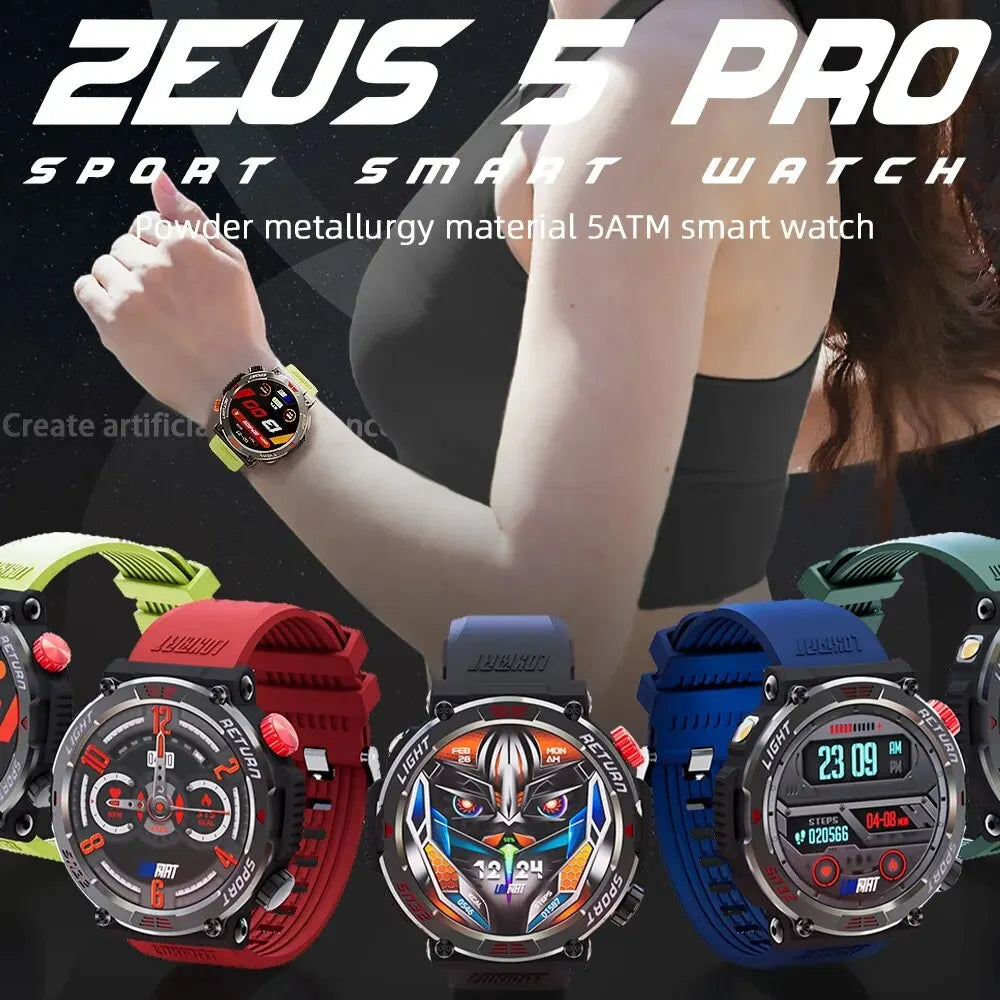 LOKMAT ZEUS 5 PRO Flashlight Fitness Smart Watch Bluetooth Calls Multi Sport Mode Compass Waterproof Outdoor Rugged Smartwatches