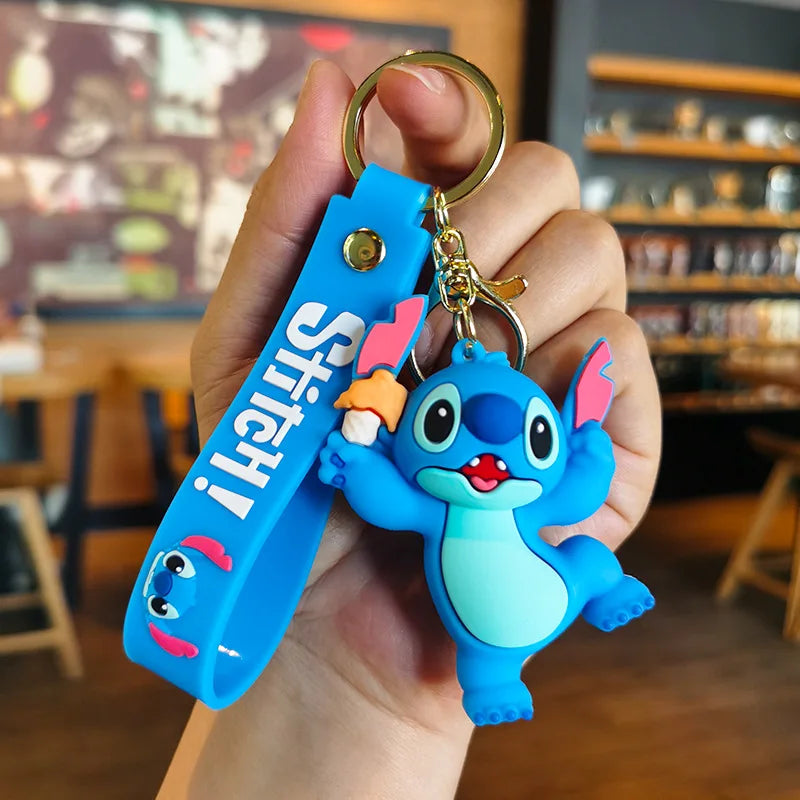 Anime Disney Keychain Cartoon Mickey Mouse Minnie Lilo & Stitch Cute Doll Keyring Ornament Key Chain Car Pendant Kids Gifts