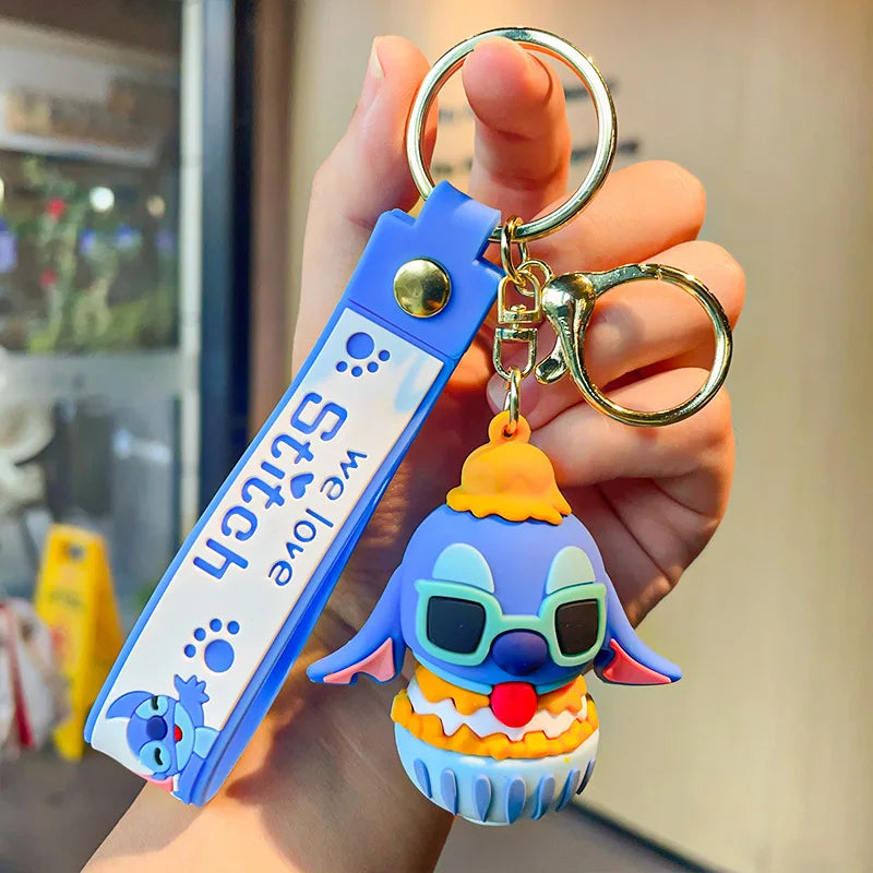 Anime Disney Keychain Cartoon Mickey Mouse Minnie Lilo & Stitch Cute Doll Keyring Ornament Key Chain Car Pendant Kids Gifts