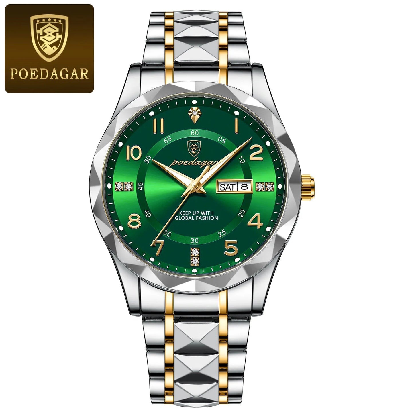 POEDAGAR Luxury Men Quartz Watch Waterproof Date Week Luminous Wristwatch Stainless Steel Men's Watches Male Clock Sports Reloj