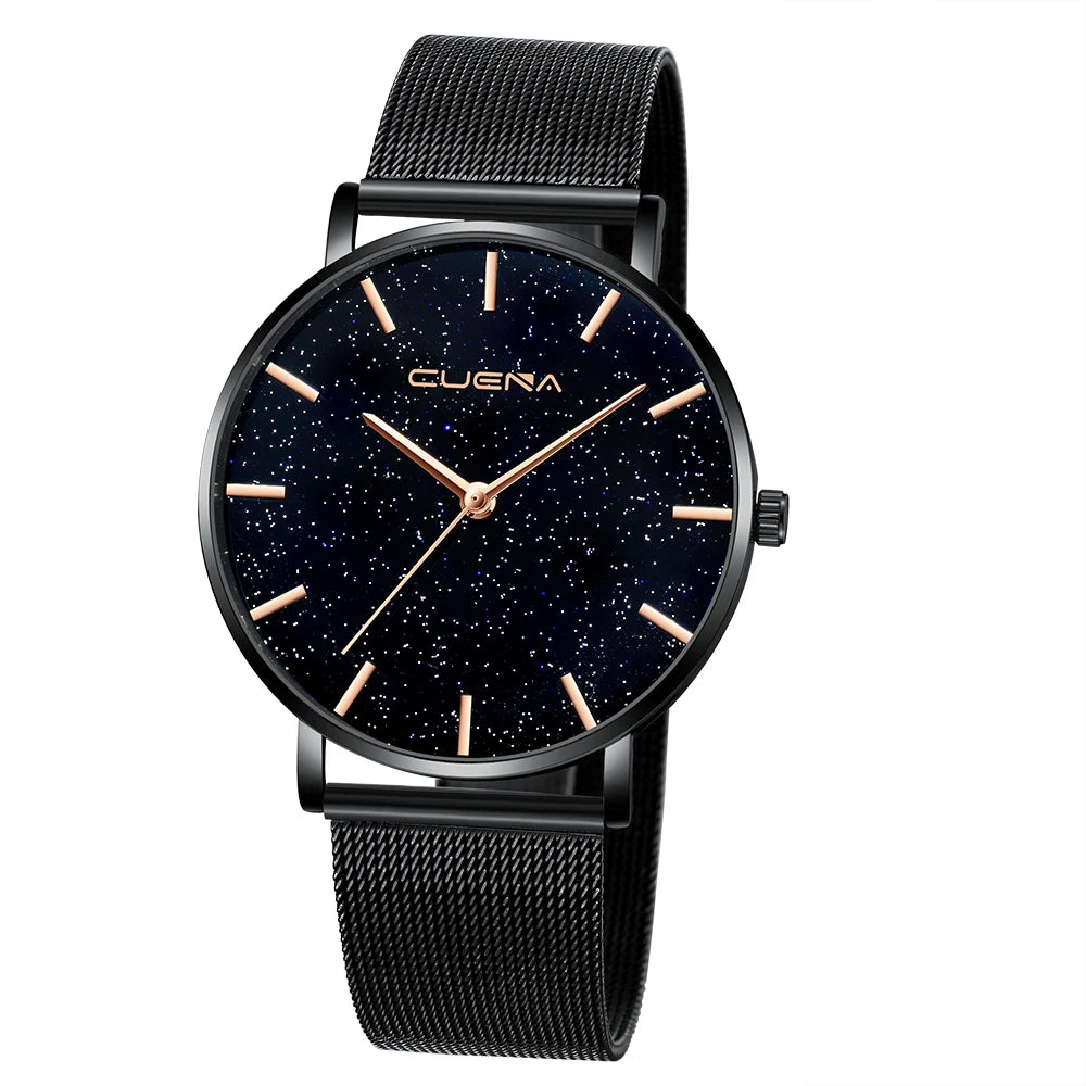 Luxury Top Brand Watches for Women Fashion Starry Sky Ladies Quartz Wristwatch Steel Mesh Strap Simple Elegant Women Watches