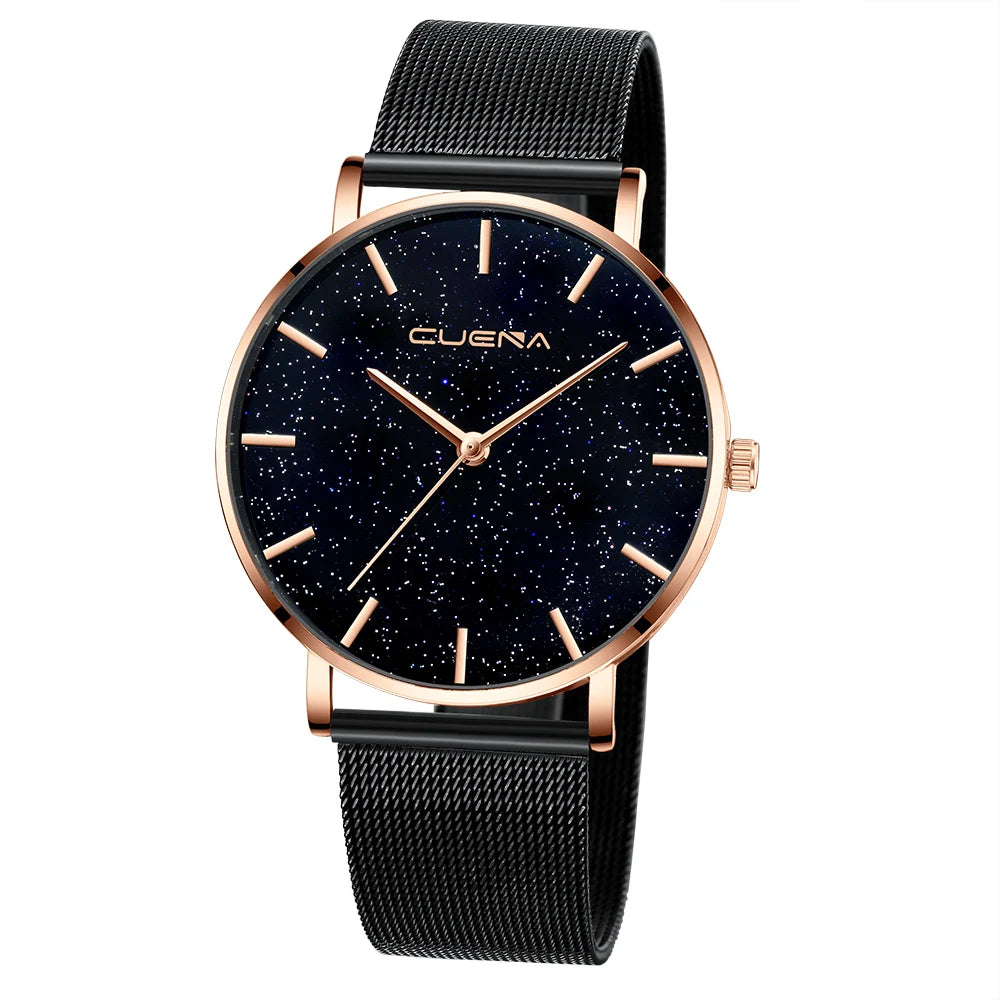 Luxury Top Brand Watches for Women Fashion Starry Sky Ladies Quartz Wristwatch Steel Mesh Strap Simple Elegant Women Watches