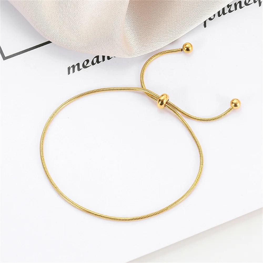 New Punk Fashion 1.5mm Snake Bone Chain Bracelet For Women Gold Color Stainless Steel Bracelets Female Jewelry Christmas Gift