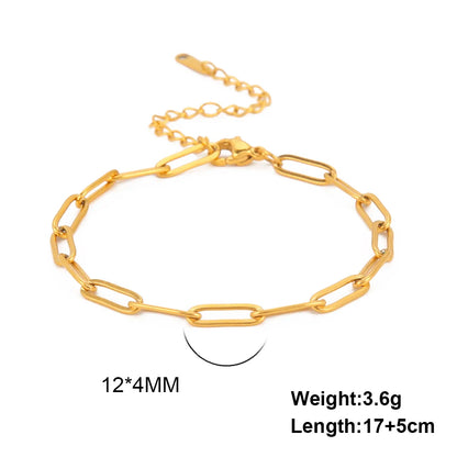 Simple Fashion Stainless Steel Gold Silver Color Bracelet Paper Clip Chain Bracelet for Women Men Christmas Gift