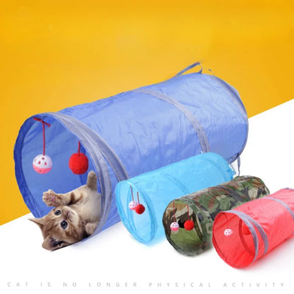 Cat Tunnel Toy Funny Pet 2 Holes Play Tubes Balls Collapsible Crinkle Kitten Toys Puppy Ferrets Rabbit Play Dog Tunnel Tubes