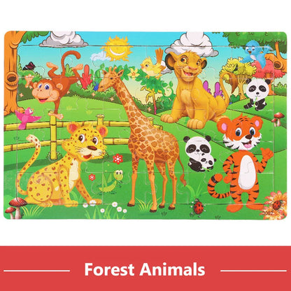 New 30 Pieces Wooden Puzzles Cartoon Animal Traffic Tangram Wood 3d Puzzle Montessori Educational Toys for Children Gifts