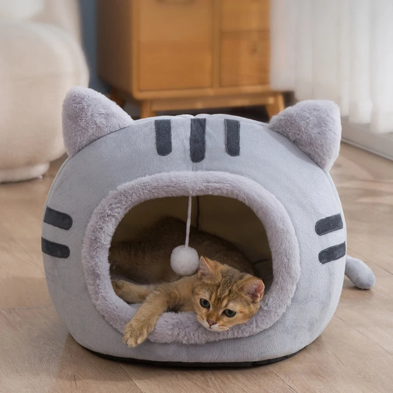 Super Cat Bed Warm Pet House Kitten Cave Cushion Cat House Warm Sleeping Dog Basket Cozy Kitten Lounger Cushion Cat House