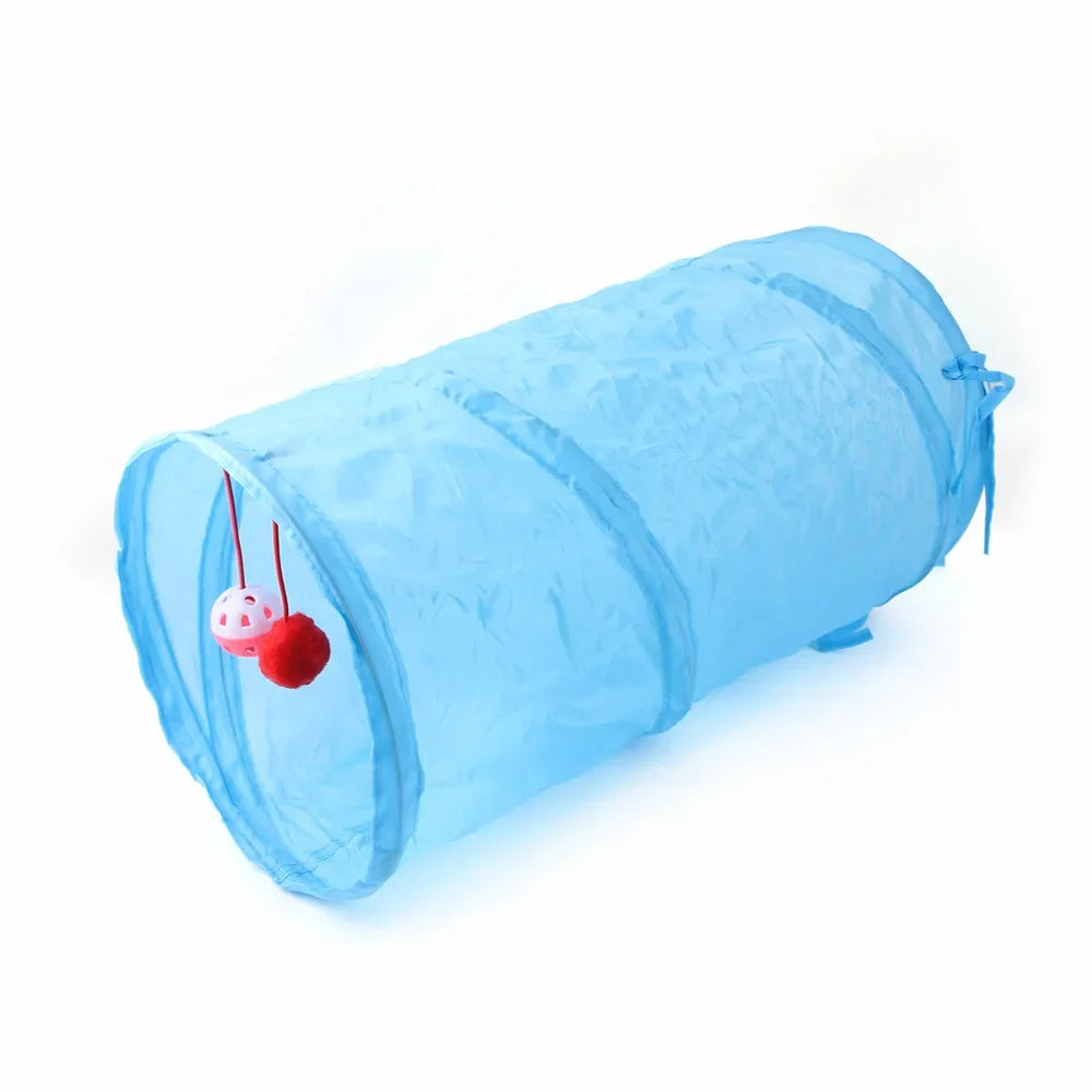 Cat Tunnel Toy Funny Pet 2 Holes Play Tubes Balls Collapsible Crinkle Kitten Toys Puppy Ferrets Rabbit Play Dog Tunnel Tubes