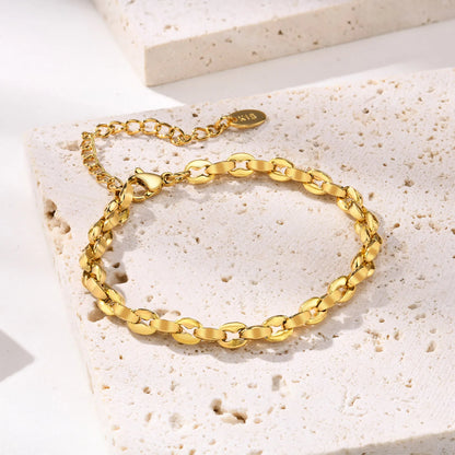 Gold Color Link Chain Bracelets for Women Girls, Chic Christmas Birthday Party Gifts to Mom Wife Girlfriend, Charm Wristband