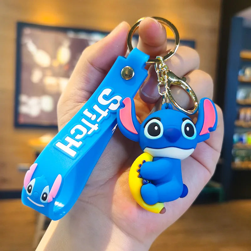 Anime Disney Keychain Cartoon Mickey Mouse Minnie Lilo & Stitch Cute Doll Keyring Ornament Key Chain Car Pendant Kids Gifts