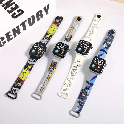 Pokemon Pikachu Dragon Ball Z Sport Casual Watches Led Silicone Watch Color Lovely Digital Children Wristwatch Clock Gift Toys