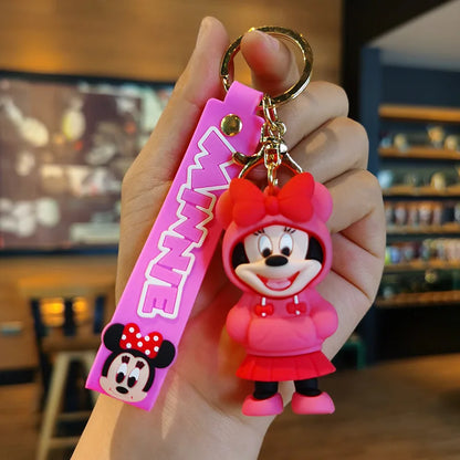 Anime Disney Keychain Cartoon Mickey Mouse Minnie Lilo & Stitch Cute Doll Keyring Ornament Key Chain Car Pendant Kids Gifts