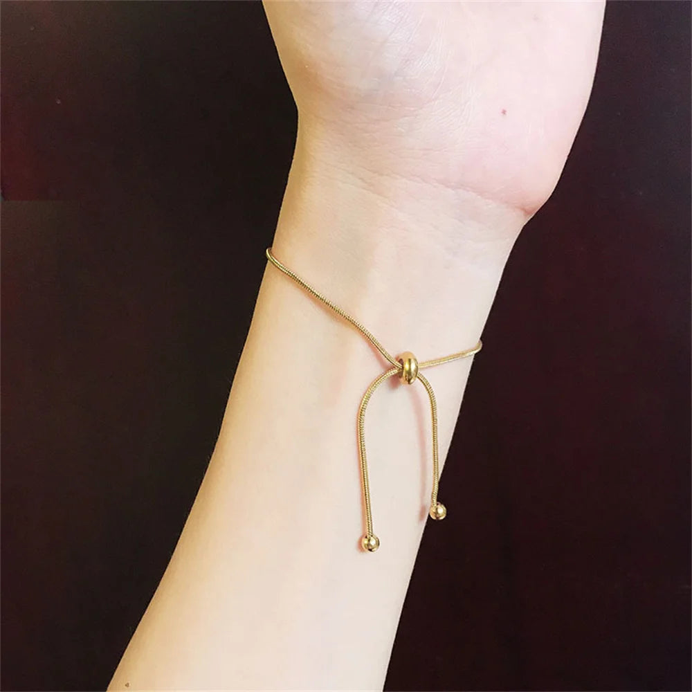 New Punk Fashion 1.5mm Snake Bone Chain Bracelet For Women Gold Color Stainless Steel Bracelets Female Jewelry Christmas Gift