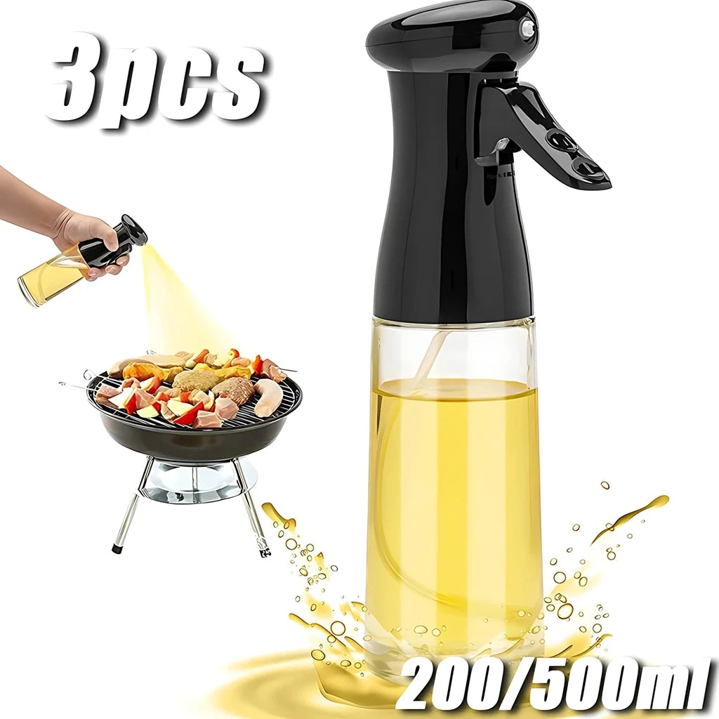 3PCS 200/300ml Oil Sprayer Bottle 1PC Kitchen Cooking Oil Dispenser Fitness Fat Loss Camping BBQ Vinegar Sauce Sprayer Bottle