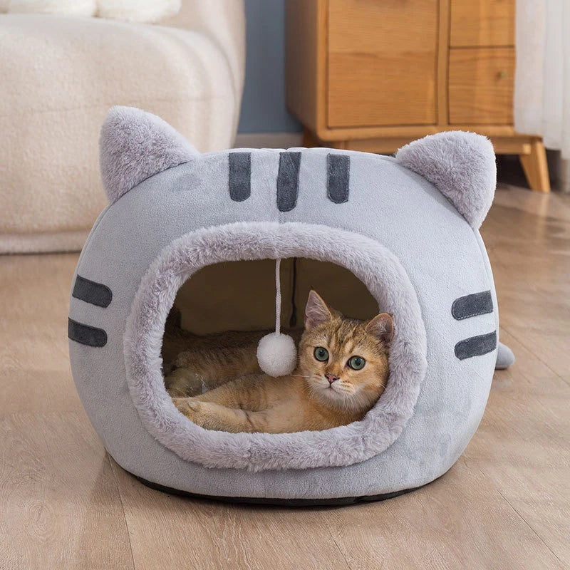 Super Cat Bed Warm Pet House Kitten Cave Cushion Cat House Warm Sleeping Dog Basket Cozy Kitten Lounger Cushion Cat House