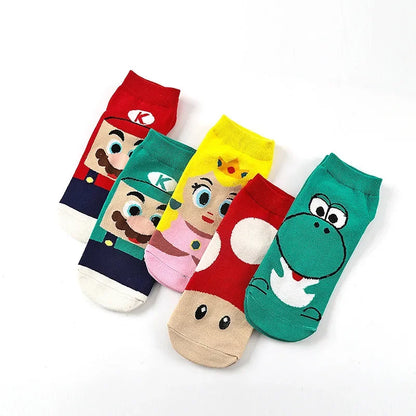 Anime Super Mario Socks Set Cartoon Odyssey Yoshi Action Figures Kawaii Cosplay Toys Kids Birthday Christmas Gift