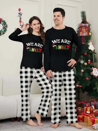 Christmas Family Outfit Happy Plaid Print Family Pajamas Adult Children Matching outfit 2 sets Casual cute baby & dog jumpsuit