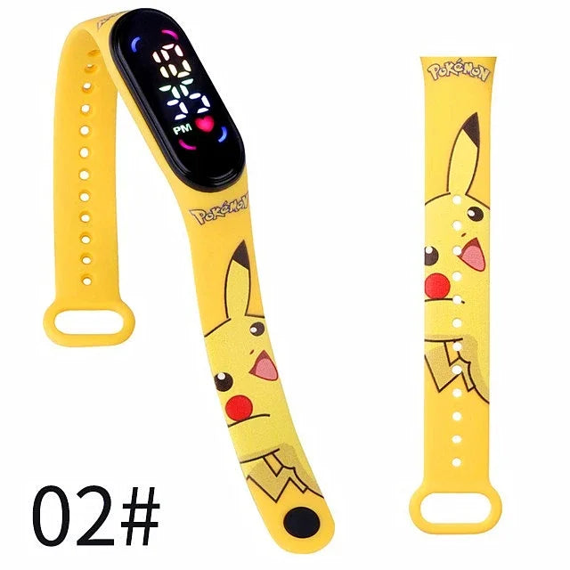 Pokemon Pikachu Dragon Ball Z Sport Casual Watches Led Silicone Watch Color Lovely Digital Children Wristwatch Clock Gift Toys