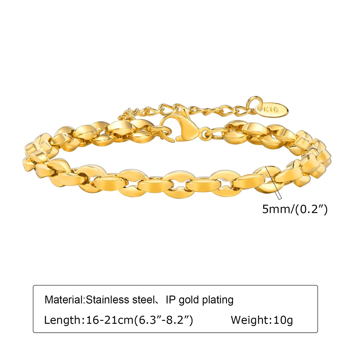 Gold Color Link Chain Bracelets for Women Girls, Chic Christmas Birthday Party Gifts to Mom Wife Girlfriend, Charm Wristband