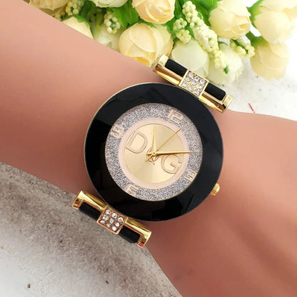 Luxury TOP DQG Brand Ladies Watch White Silicone Diamond Letter Waterproof Digital Quartz Wrist Watches For Women Montre Femme