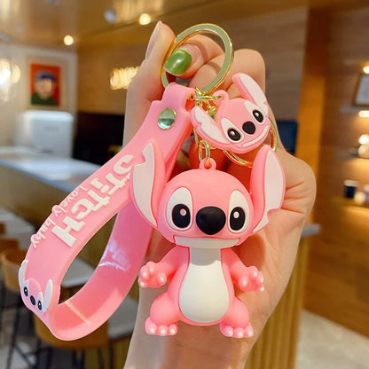 Anime Disney Keychain Cartoon Mickey Mouse Minnie Lilo & Stitch Cute Doll Keyring Ornament Key Chain Car Pendant Kids Gifts