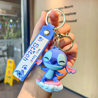 Anime Disney Keychain Cartoon Mickey Mouse Minnie Lilo & Stitch Cute Doll Keyring Ornament Key Chain Car Pendant Kids Gifts