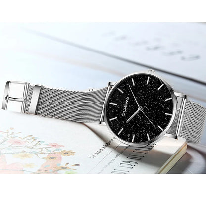 Luxury Top Brand Watches for Women Fashion Starry Sky Ladies Quartz Wristwatch Steel Mesh Strap Simple Elegant Women Watches