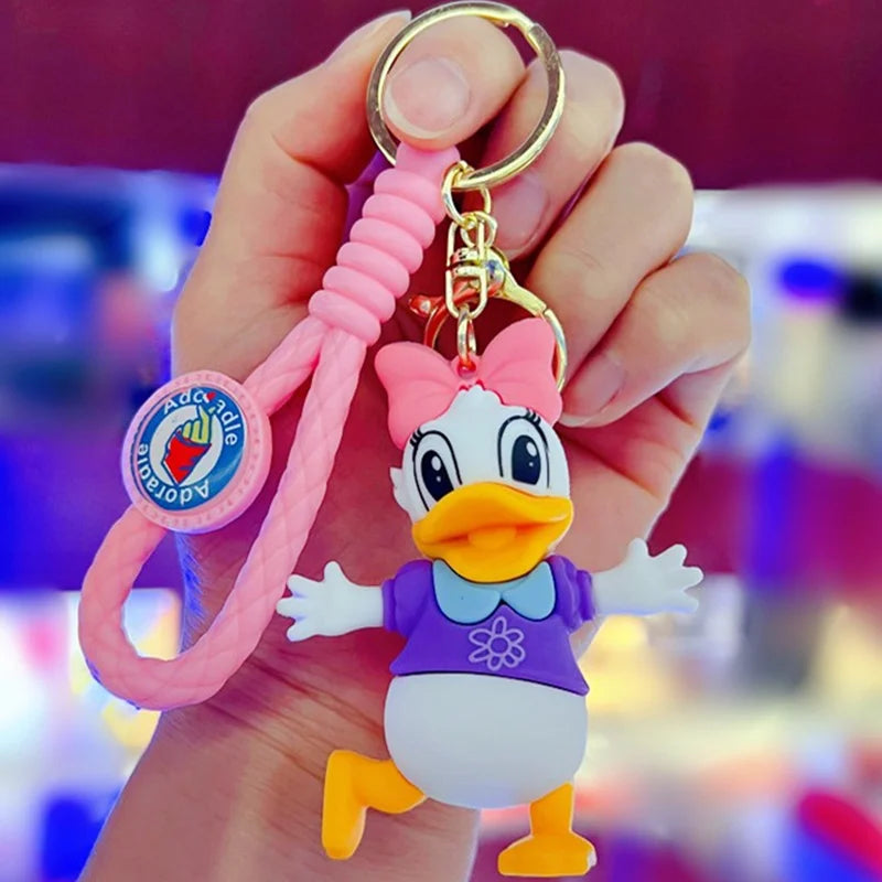 Anime Disney Keychain Cartoon Mickey Mouse Minnie Lilo & Stitch Cute Doll Keyring Ornament Key Chain Car Pendant Kids Gifts