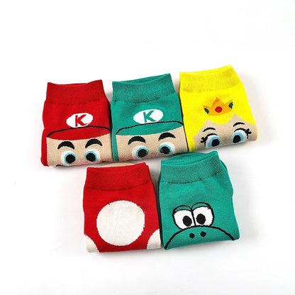 Anime Super Mario Socks Set Cartoon Odyssey Yoshi Action Figures Kawaii Cosplay Toys Kids Birthday Christmas Gift