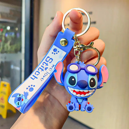 Anime Disney Keychain Cartoon Mickey Mouse Minnie Lilo & Stitch Cute Doll Keyring Ornament Key Chain Car Pendant Kids Gifts