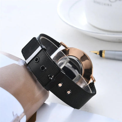 Simple Brand Lady Quartz Watch Luxury Ladies Glossy Scale Women Watches Fashion Silver Stainless Steel Mesh Belts Madam Gifts