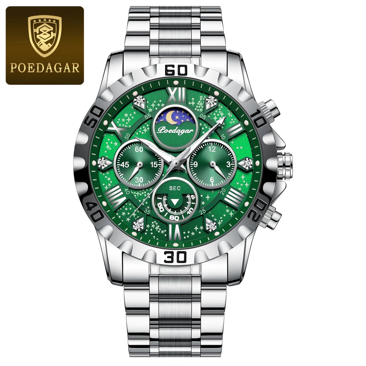 POEDAGAR Luxury Watch for Man Quartz Sports Men Watch Waterproof Luminous Stainless Steel Chronograph Men's Watches Clock Reloj