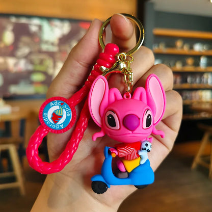 Anime Disney Keychain Cartoon Mickey Mouse Minnie Lilo & Stitch Cute Doll Keyring Ornament Key Chain Car Pendant Kids Gifts