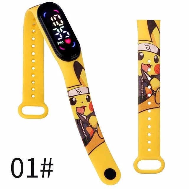 Pokemon Pikachu Dragon Ball Z Sport Casual Watches Led Silicone Watch Color Lovely Digital Children Wristwatch Clock Gift Toys