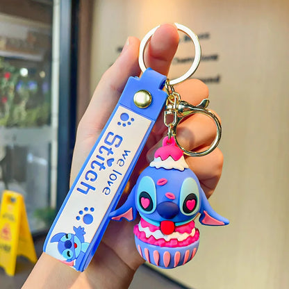 Anime Disney Keychain Cartoon Mickey Mouse Minnie Lilo & Stitch Cute Doll Keyring Ornament Key Chain Car Pendant Kids Gifts