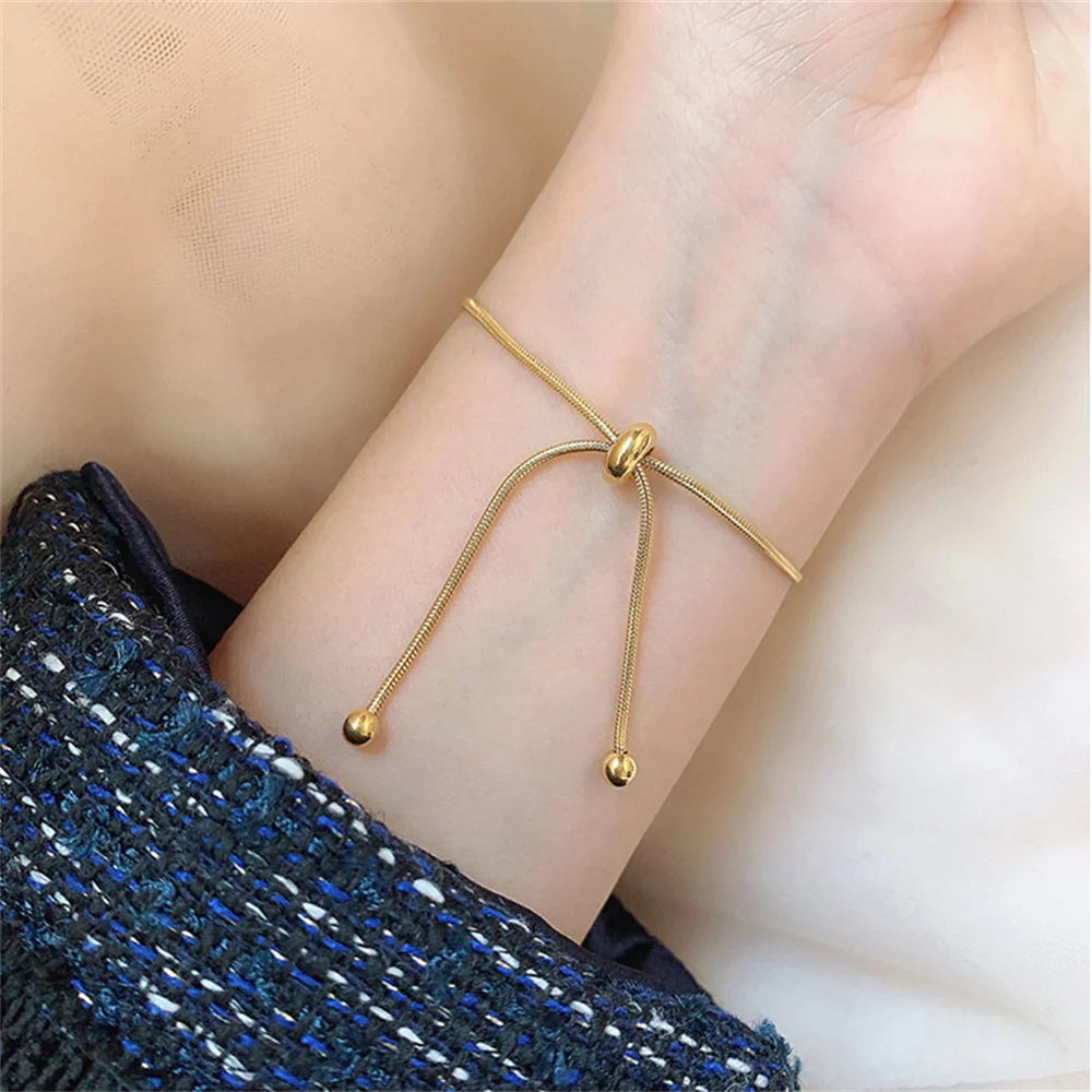 New Punk Fashion 1.5mm Snake Bone Chain Bracelet For Women Gold Color Stainless Steel Bracelets Female Jewelry Christmas Gift