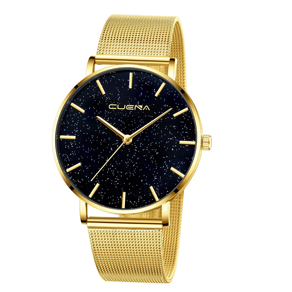 Luxury Top Brand Watches for Women Fashion Starry Sky Ladies Quartz Wristwatch Steel Mesh Strap Simple Elegant Women Watches