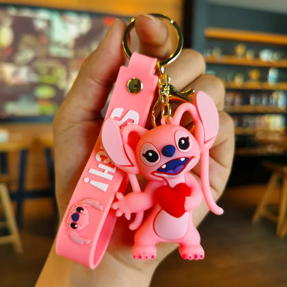 Anime Disney Keychain Cartoon Mickey Mouse Minnie Lilo & Stitch Cute Doll Keyring Ornament Key Chain Car Pendant Kids Gifts