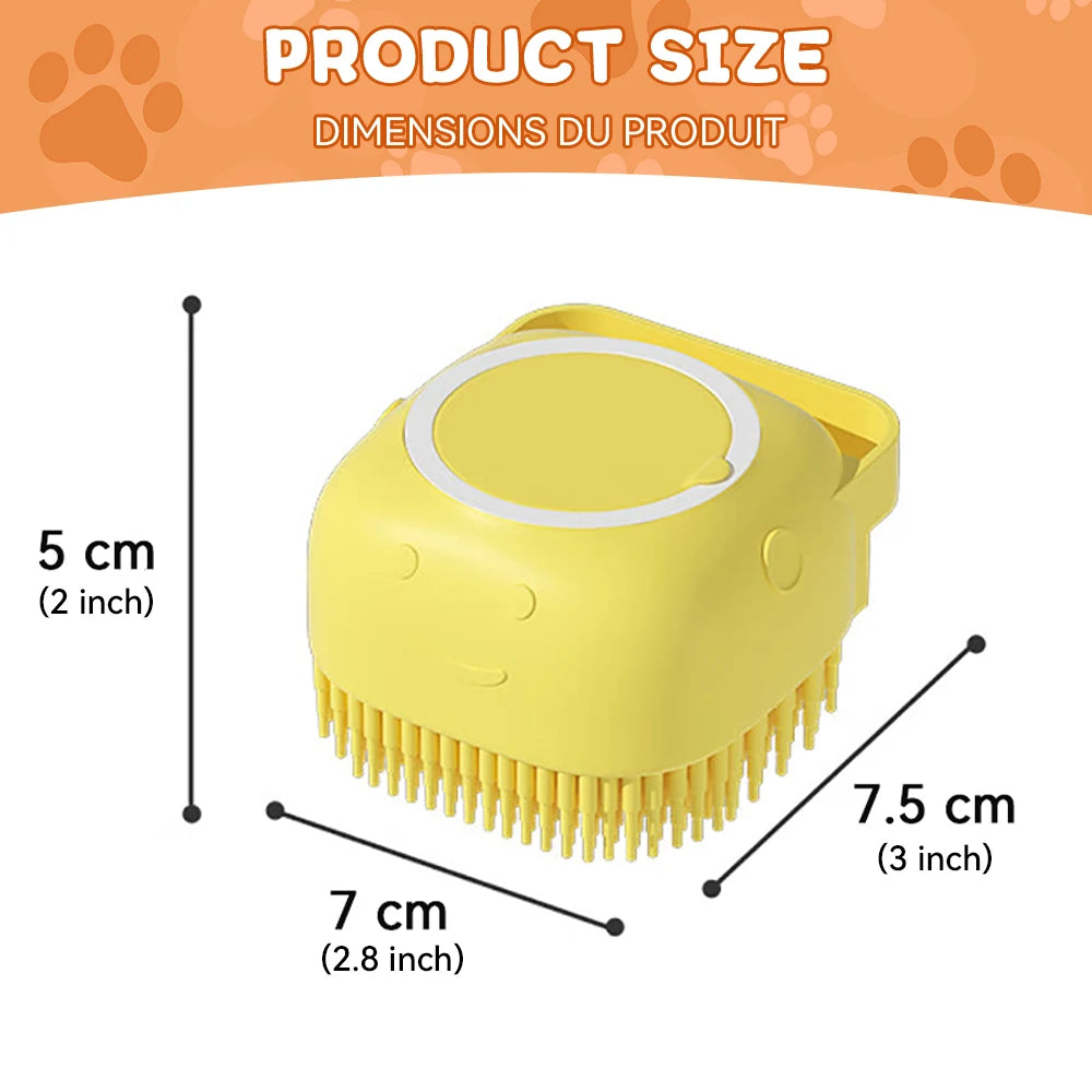 Dog Bathing Brush Pet Massage Brush Shampoo Dispenser Soft Silicone Brush Rubber Bristle for Dogs and Cats Shower Grooming Tool