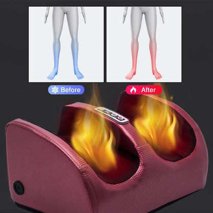 Electric Foot Massager Shiatsu Kneading Deep Tissue Relax Heated Roller Calf Pain Relief Fatigue Muscles Vibrator Machine Health