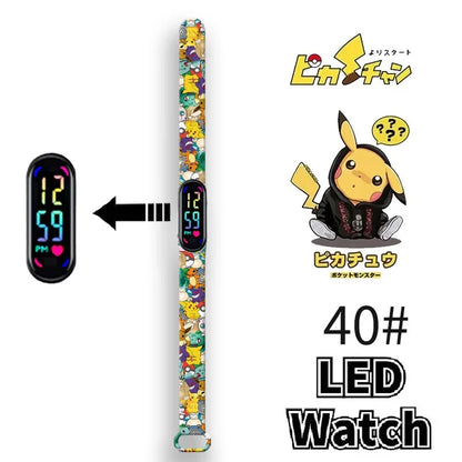 Pokemon Pikachu Dragon Ball Z Sport Casual Watches Led Silicone Watch Color Lovely Digital Children Wristwatch Clock Gift Toys